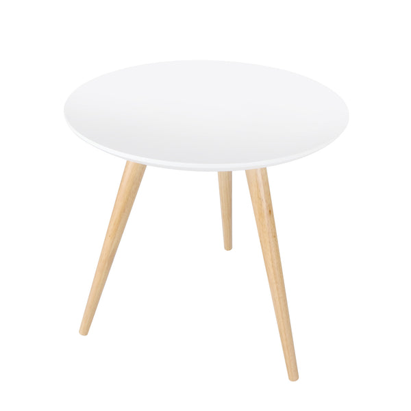 Round Bedside Coffee Table w/ Rubber Wood Legs